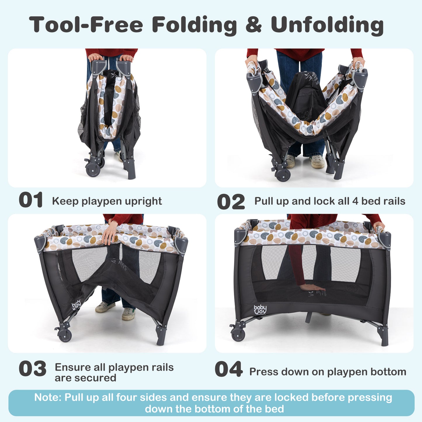 4-in-1 Convertible Portable Baby Playard Newborn Napper with Music and Toys