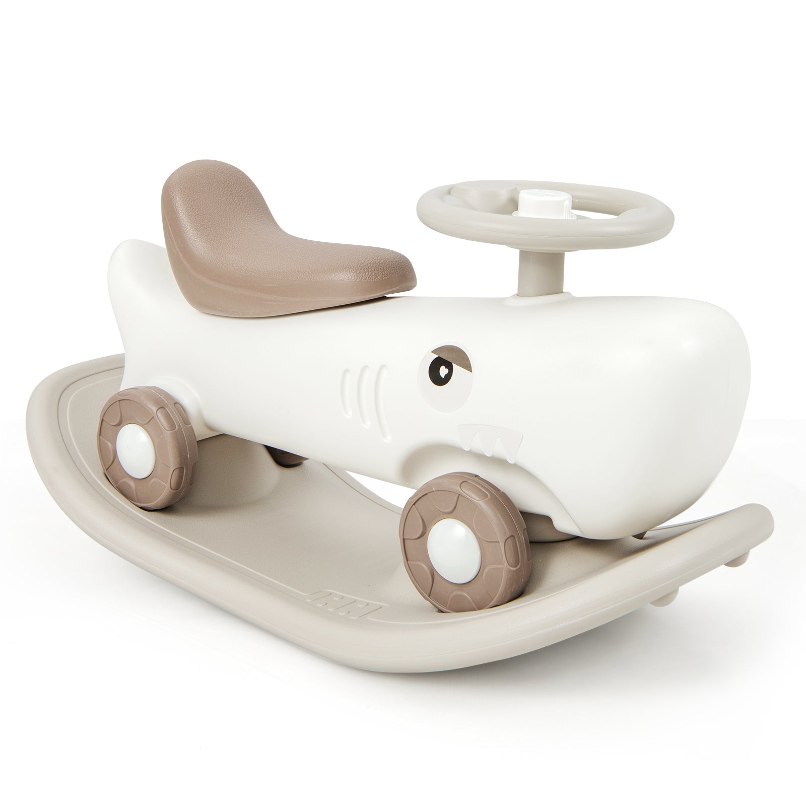 Convertible Rocking Horse and Sliding Car with Detachable Balance Board-Dark Gray - White