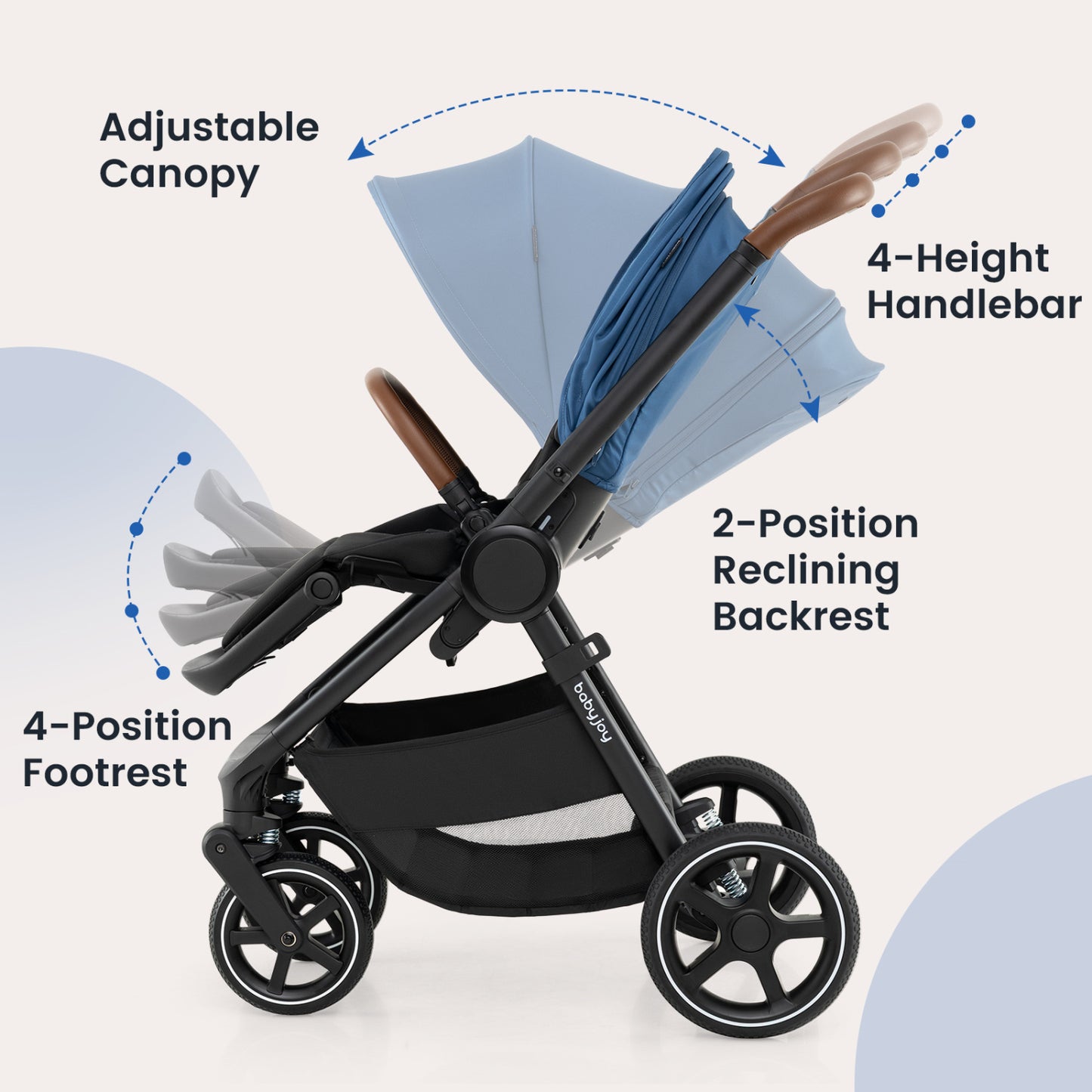 Convertible Baby Stroller with Car Seat Adapters