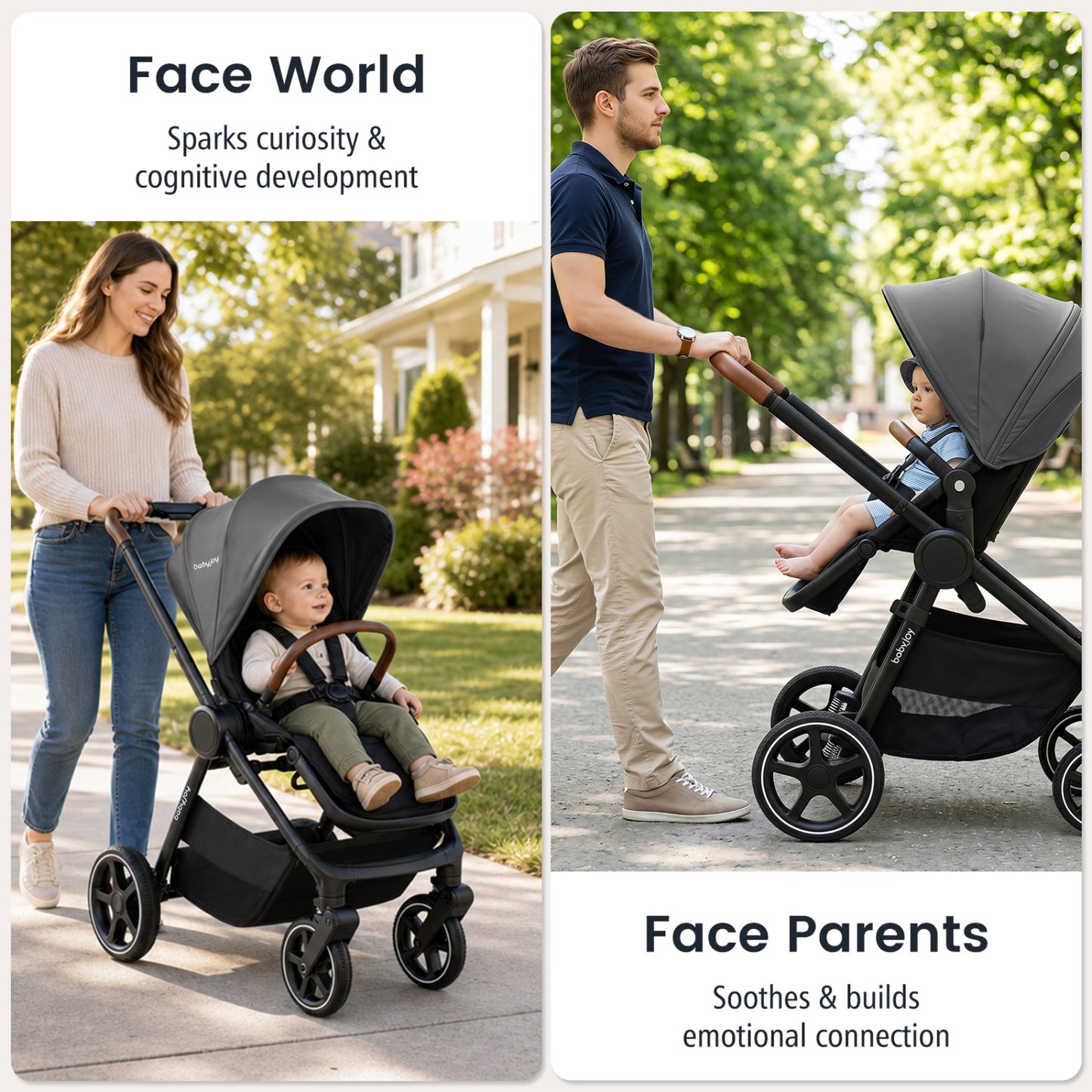Convertible Baby Stroller with Car Seat Adapters