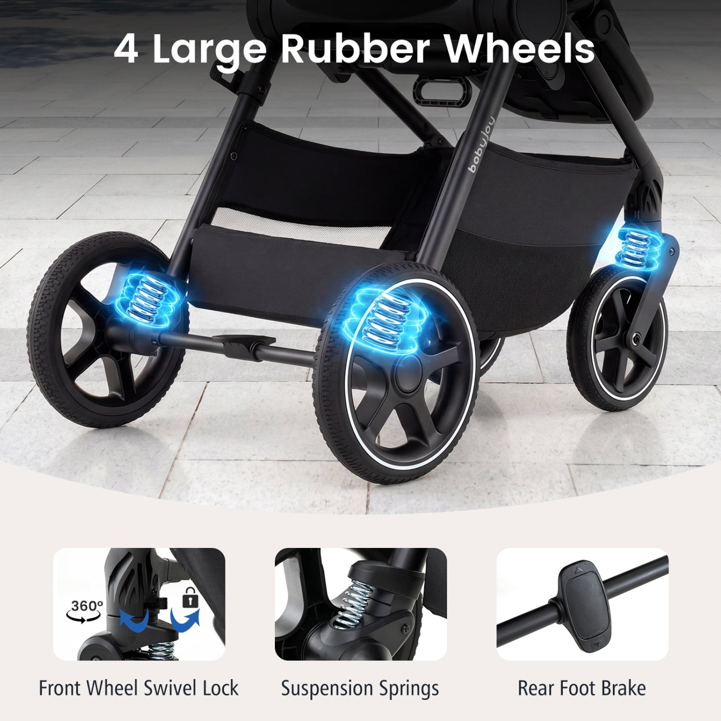 Convertible Baby Stroller with Car Seat Adapters