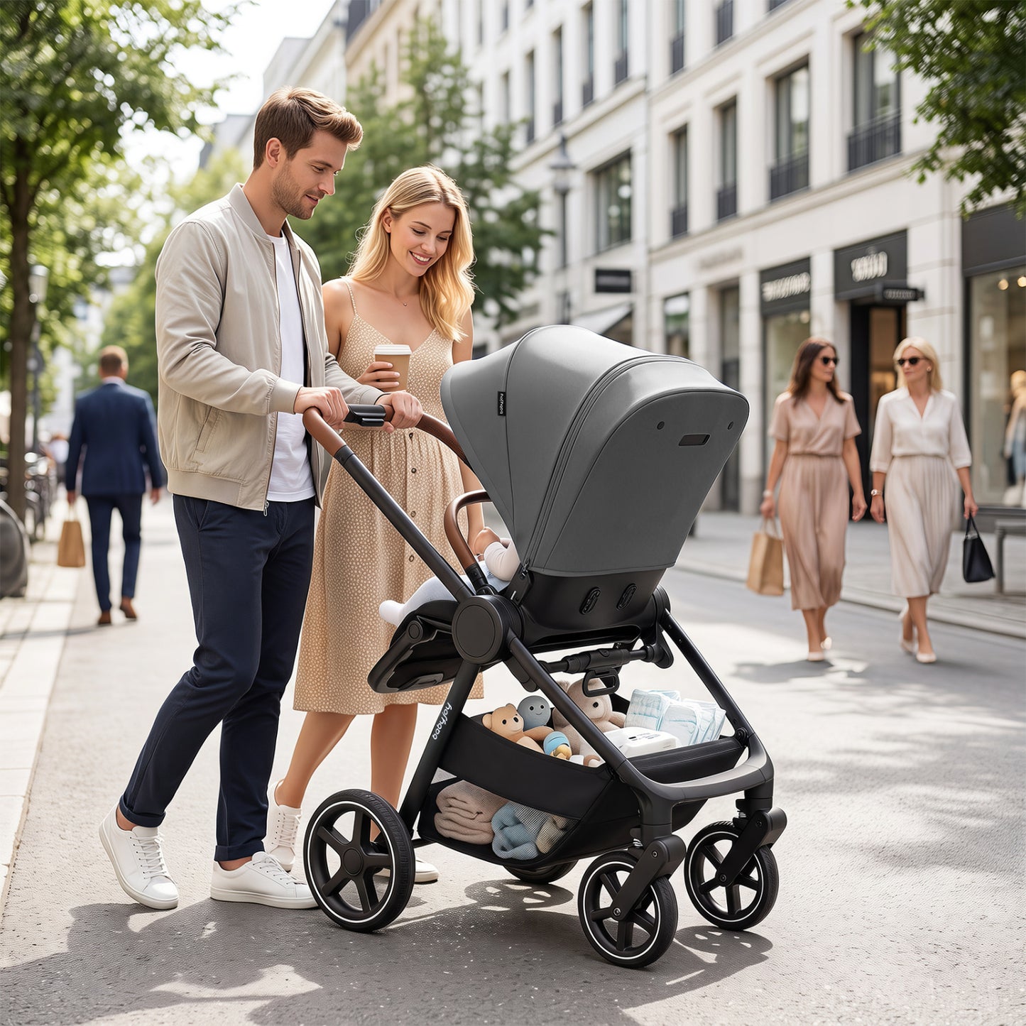 Convertible Baby Stroller with Car Seat Adapters
