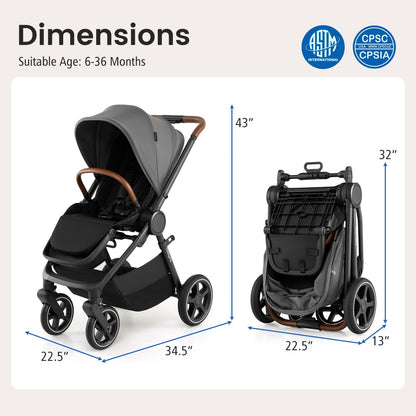 Convertible Baby Stroller with Car Seat Adapters