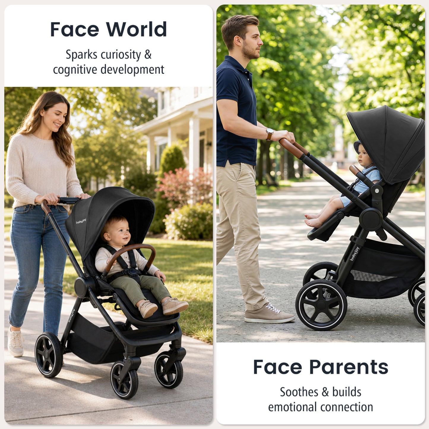 Convertible Baby Stroller with Car Seat Adapters