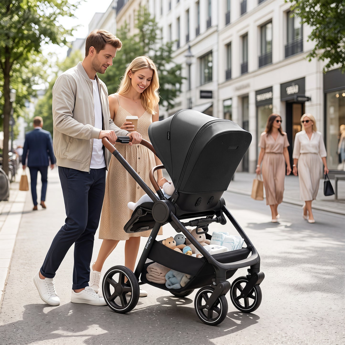 Convertible Baby Stroller with Car Seat Adapters