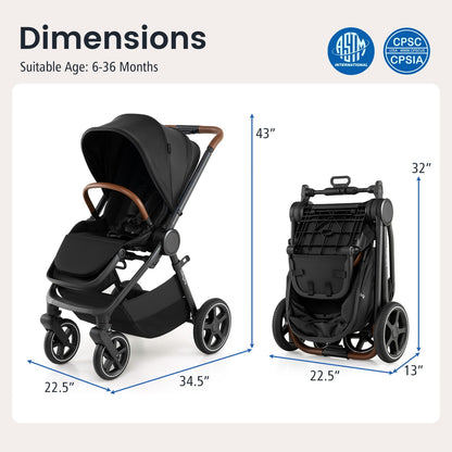 Convertible Baby Stroller with Car Seat Adapters