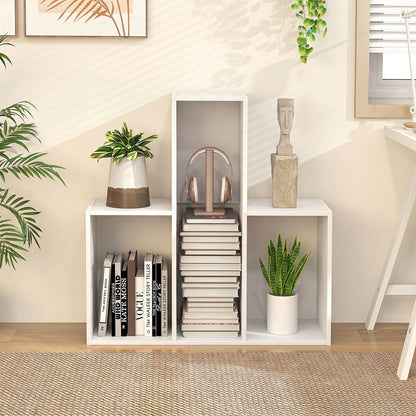 Convex Bookshelf with 3 Open Shelves and Anti-Tip Device
