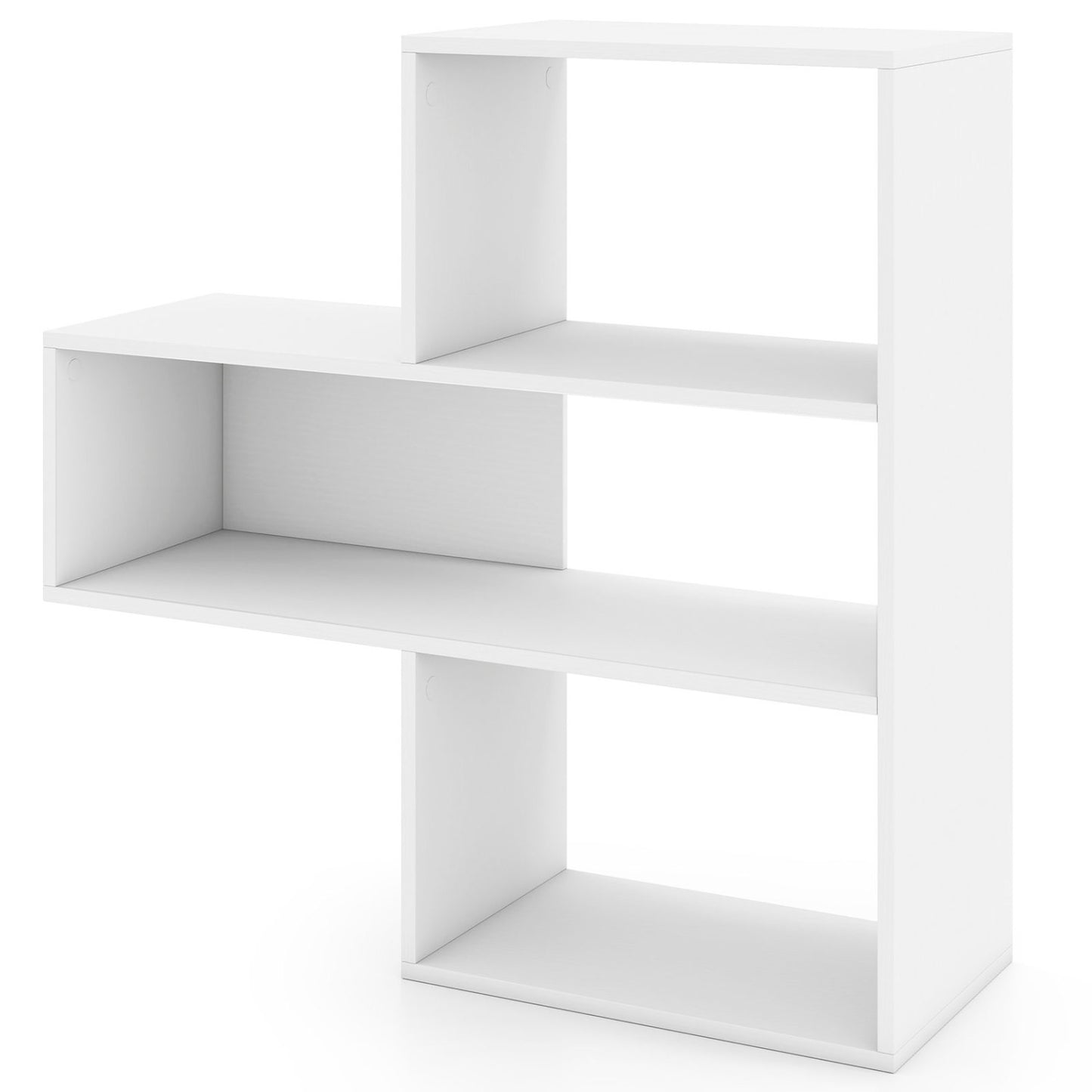 Convex Bookshelf with 3 Open Shelves and Anti-Tip Device