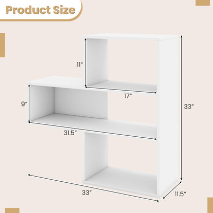 Convex Bookshelf with 3 Open Shelves and Anti-Tip Device