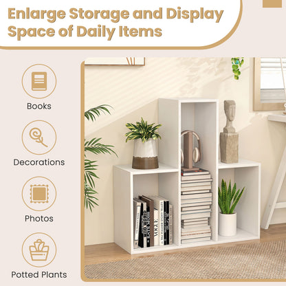 Convex Bookshelf with 3 Open Shelves and Anti-Tip Device