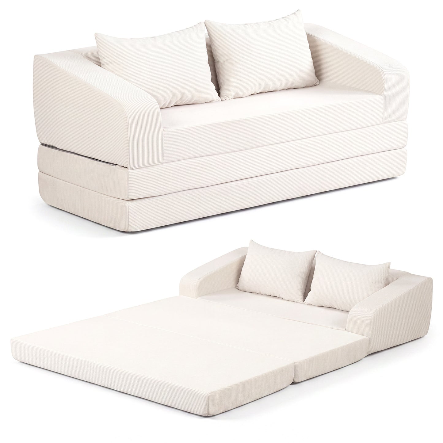 Corduroy Loveseat Sleeper Sofa with Removable Cushions