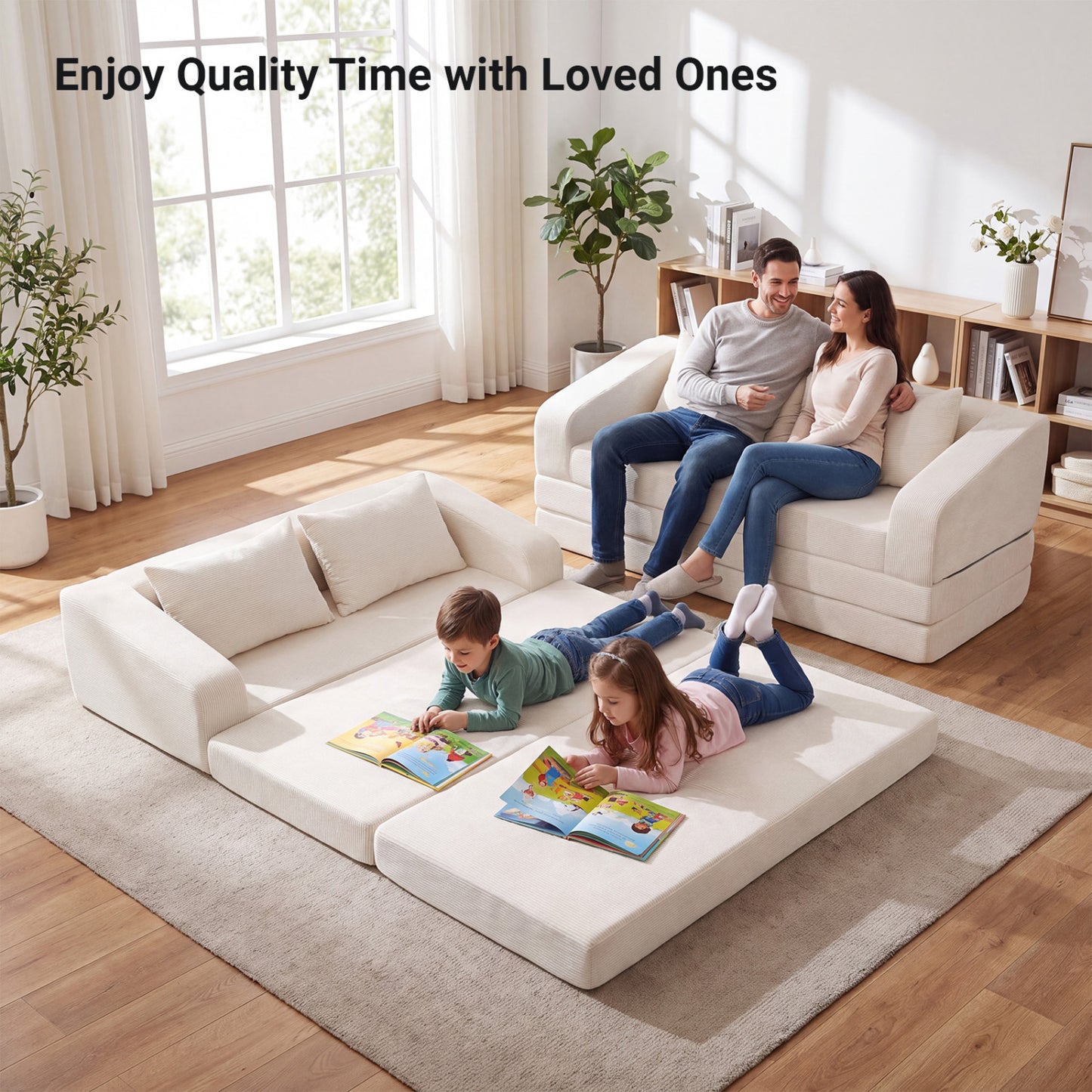 Corduroy Loveseat Sleeper Sofa with Removable Cushions