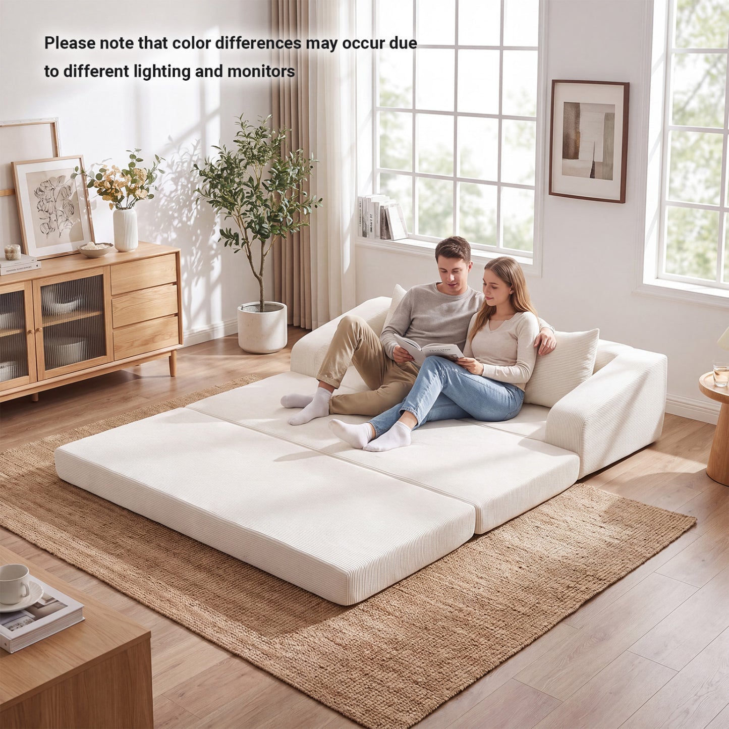 Corduroy Loveseat Sleeper Sofa with Removable Cushions