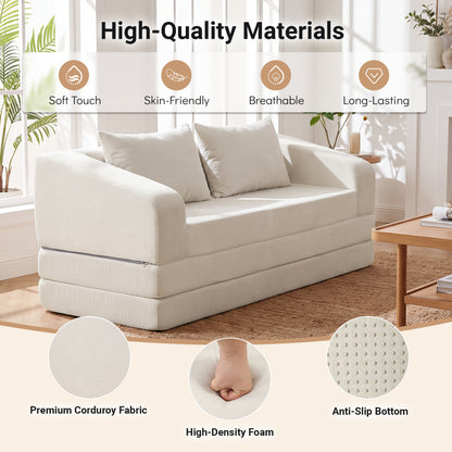 Corduroy Loveseat Sleeper Sofa with Removable Cushions