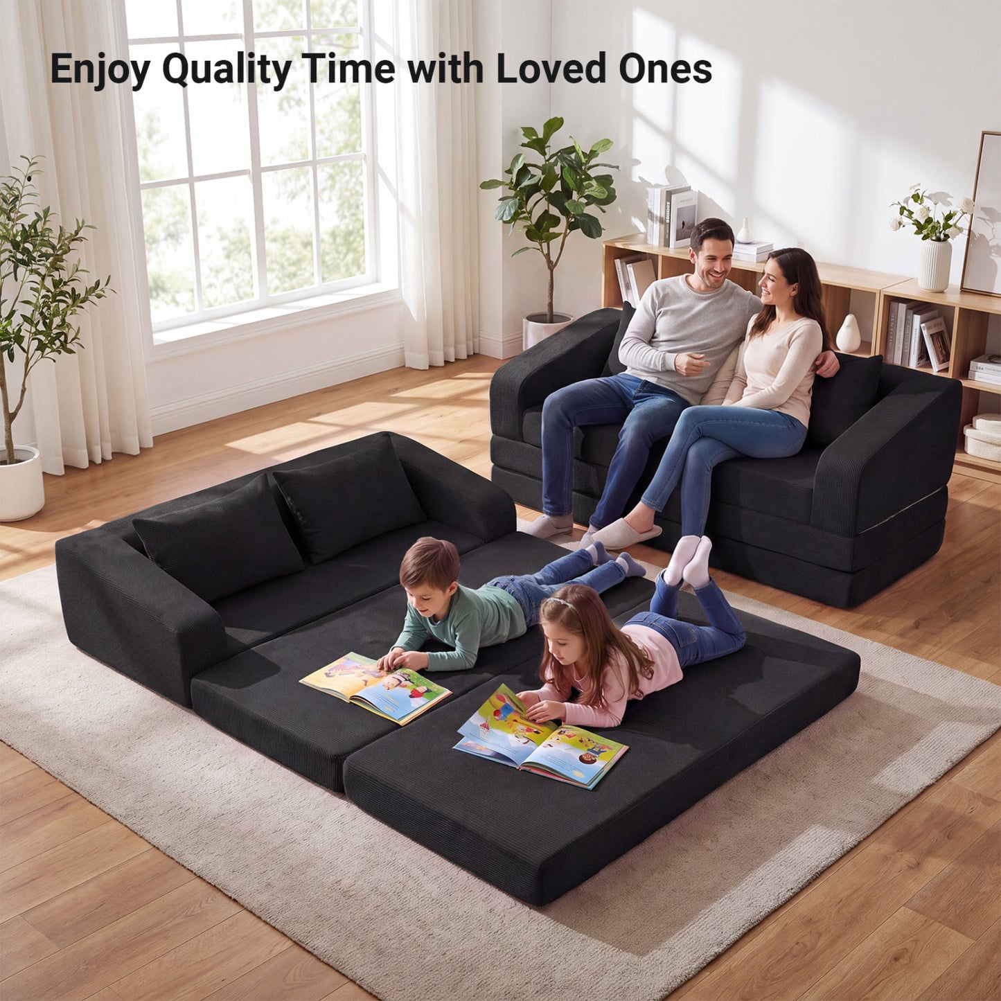 Corduroy Loveseat Sleeper Sofa with Removable Cushions
