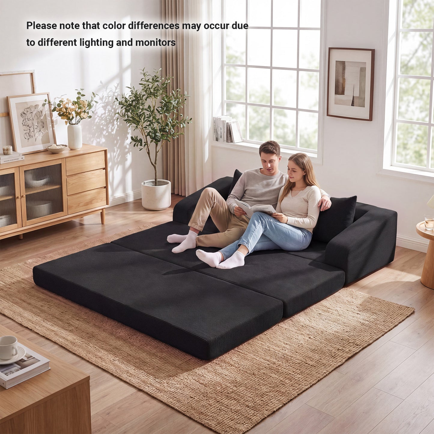 Corduroy Loveseat Sleeper Sofa with Removable Cushions