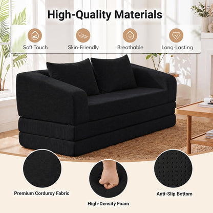 Corduroy Loveseat Sleeper Sofa with Removable Cushions