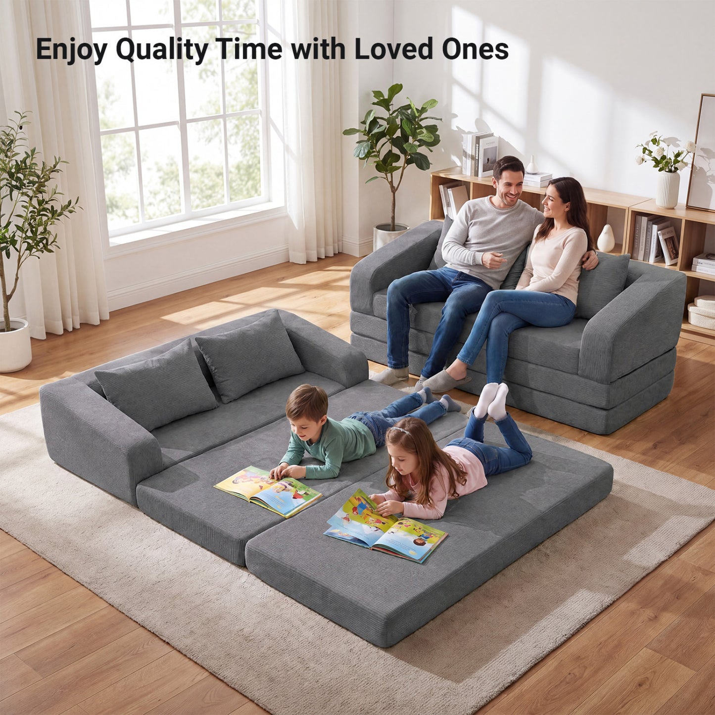Corduroy Loveseat Sleeper Sofa with Removable Cushions