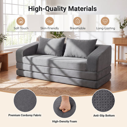 Corduroy Loveseat Sleeper Sofa with Removable Cushions