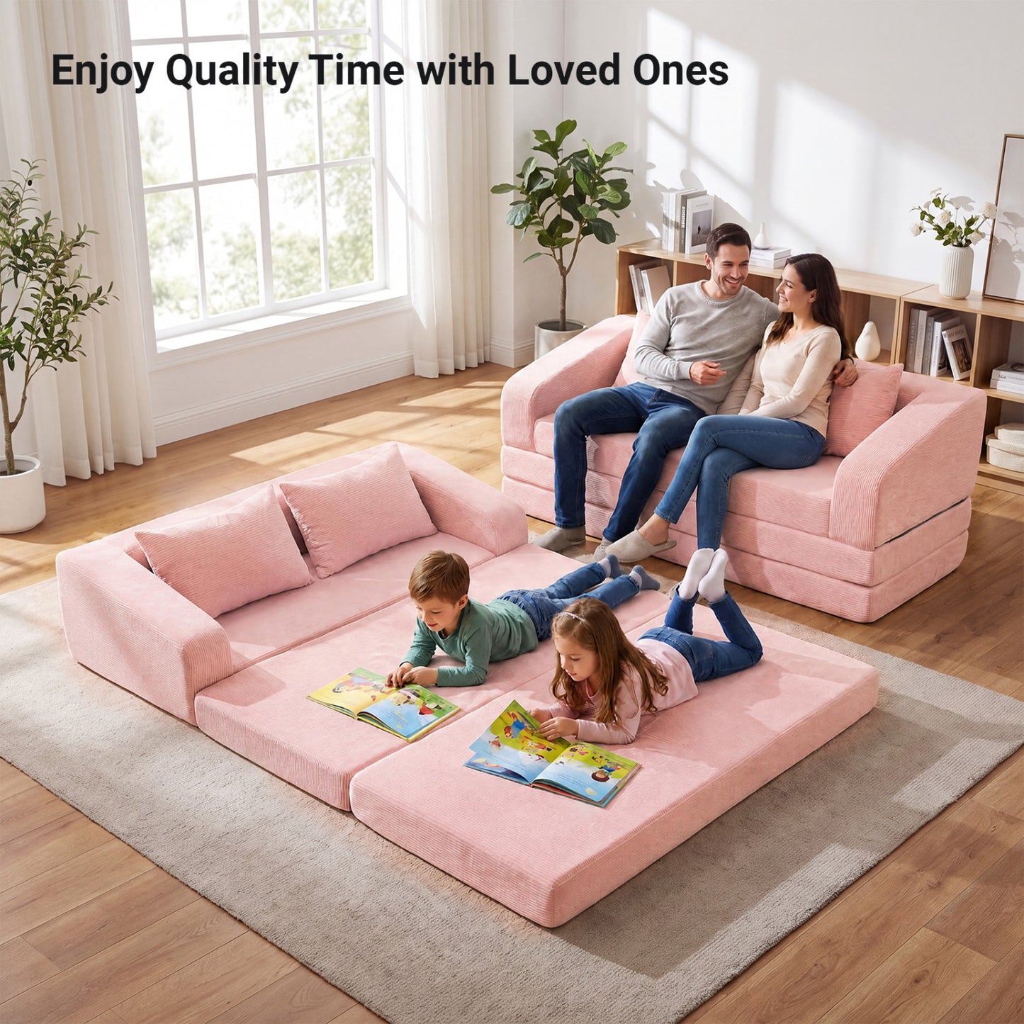 Corduroy Loveseat Sleeper Sofa with Removable Cushions