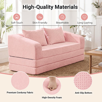 Corduroy Loveseat Sleeper Sofa with Removable Cushions