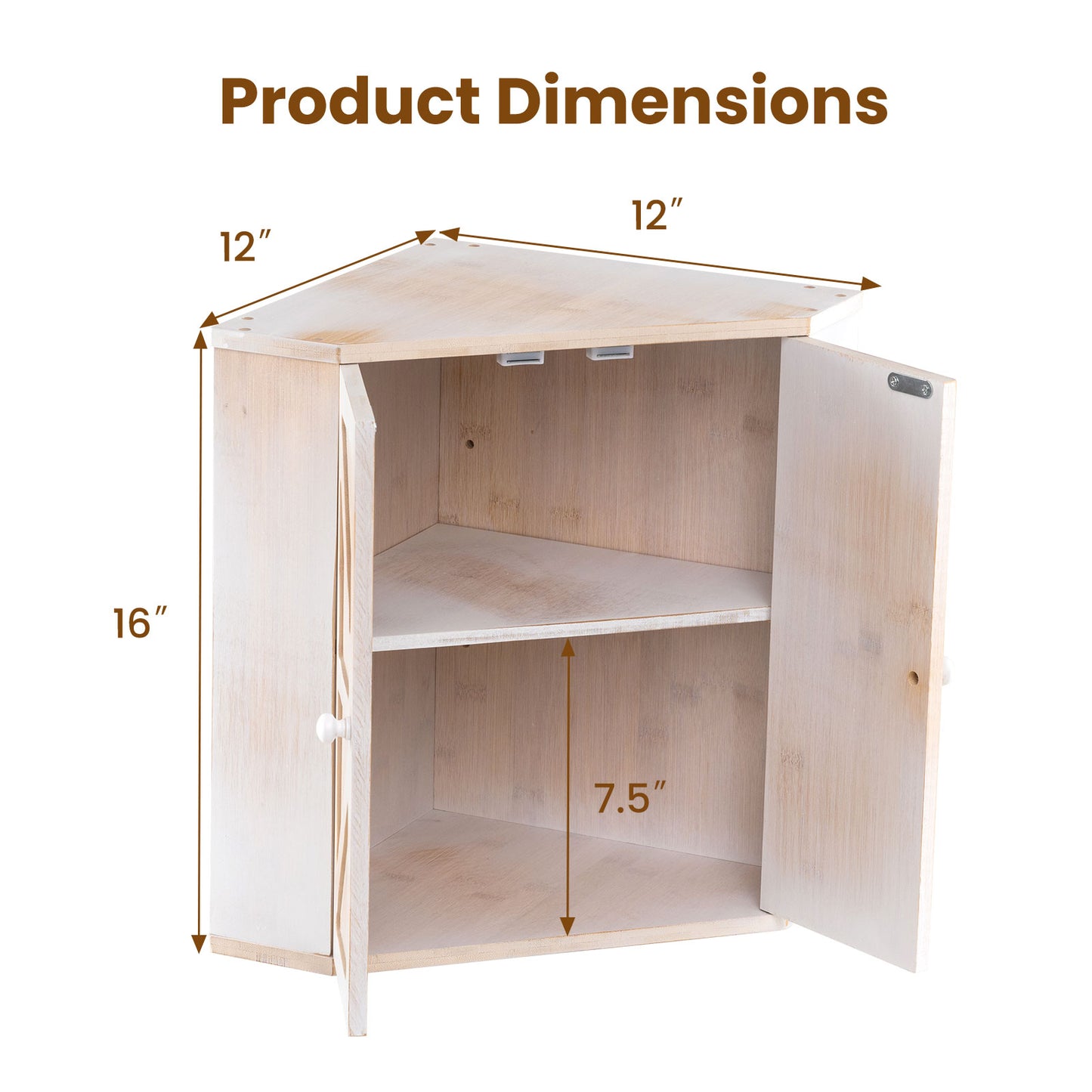 Corner Bread Box for Kitchen Counter Bamboo Double Layer Breadbox Organizer-White