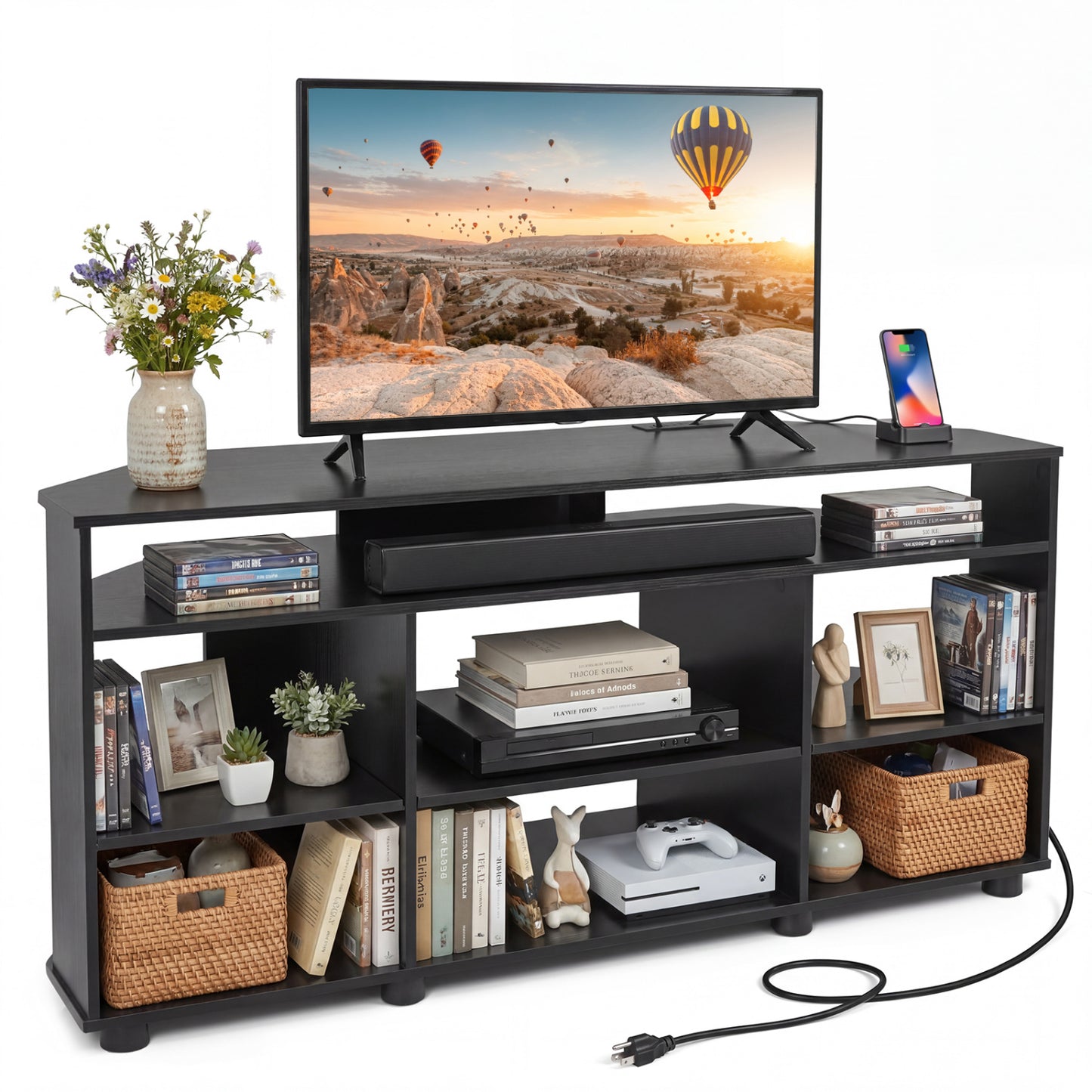 Corner TV Stand for TVs up to 55 Inch with Storage