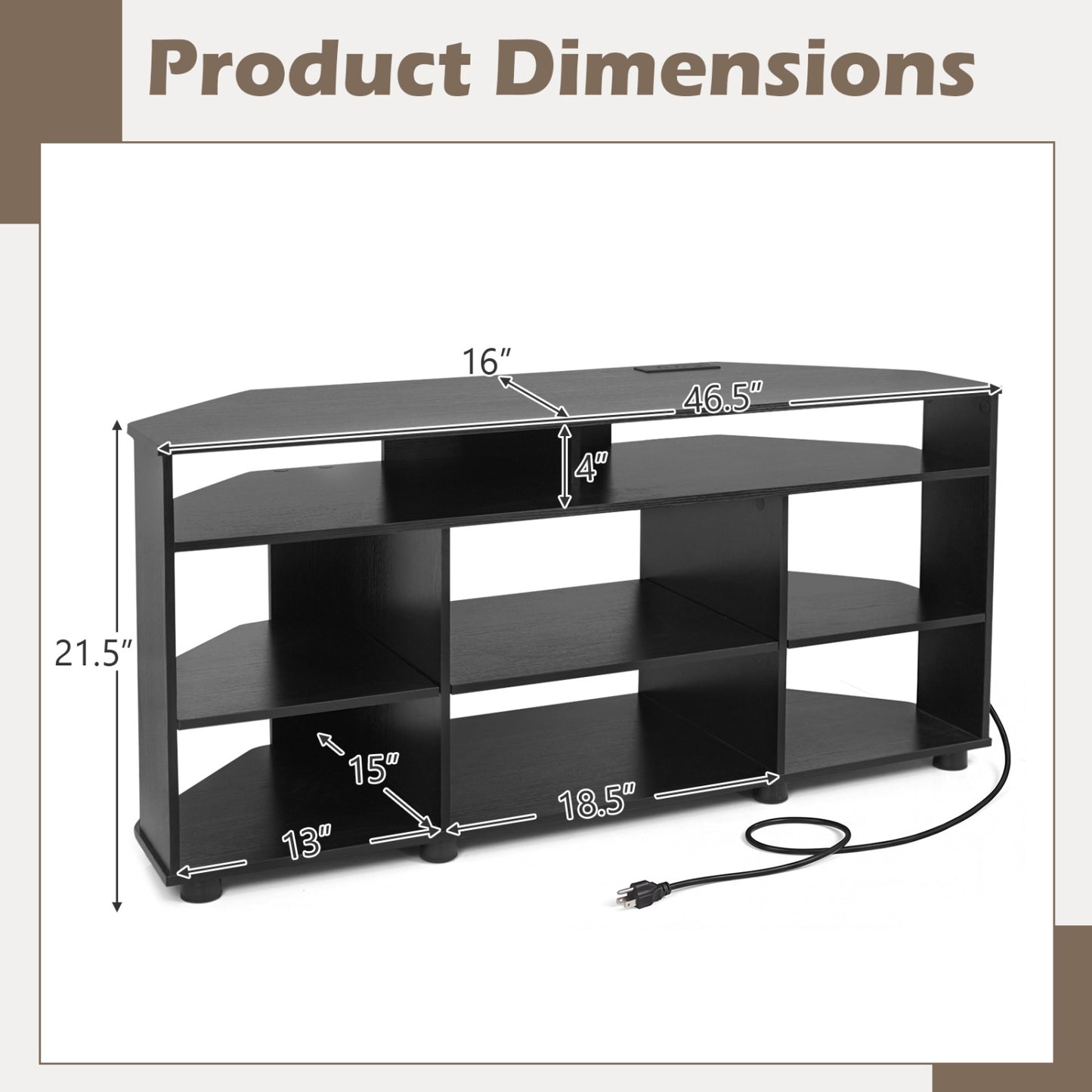 Corner TV Stand for TVs up to 55 Inch with Storage