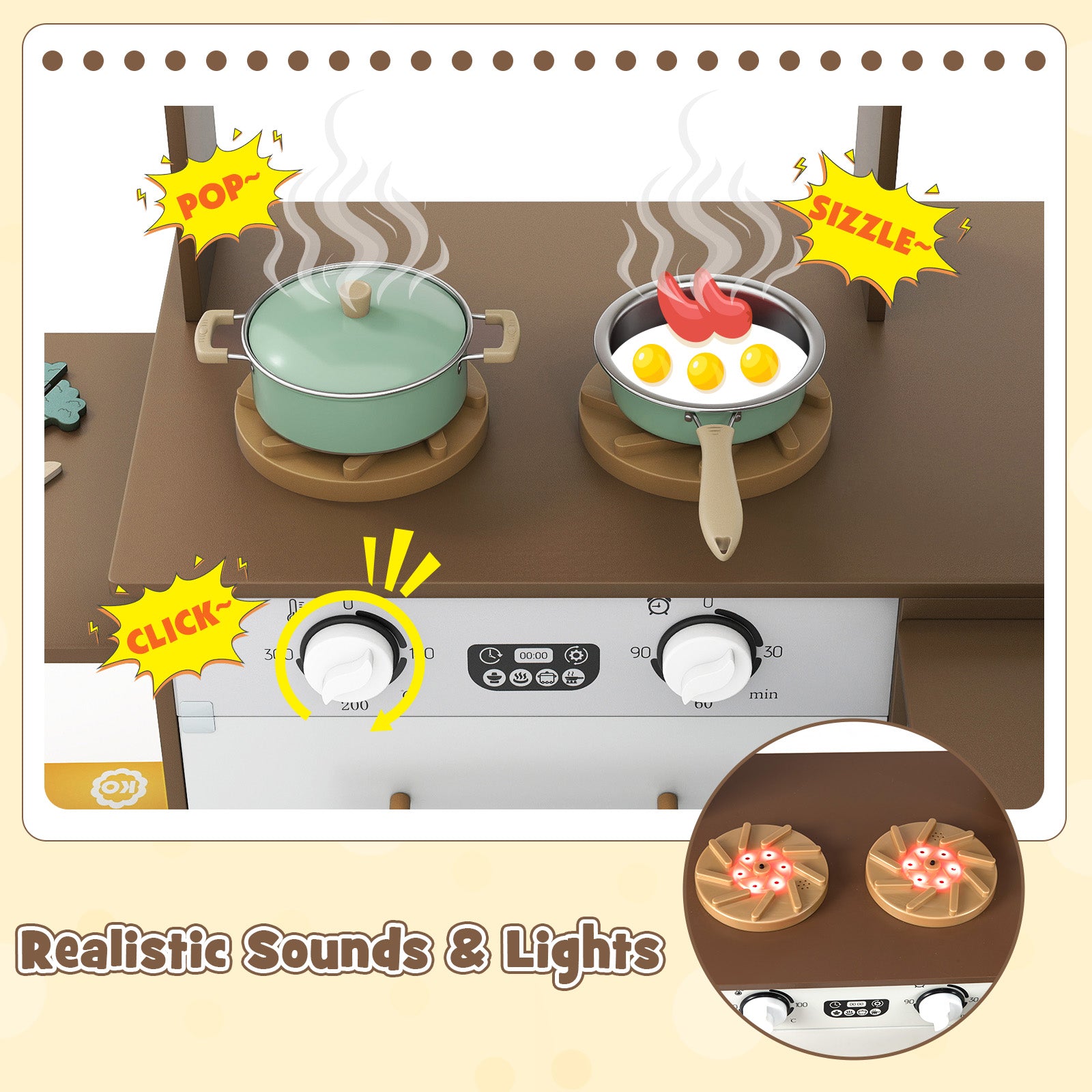 Corner Kitchen with Lights and Sounds for Kids Ages 3+-Coffee