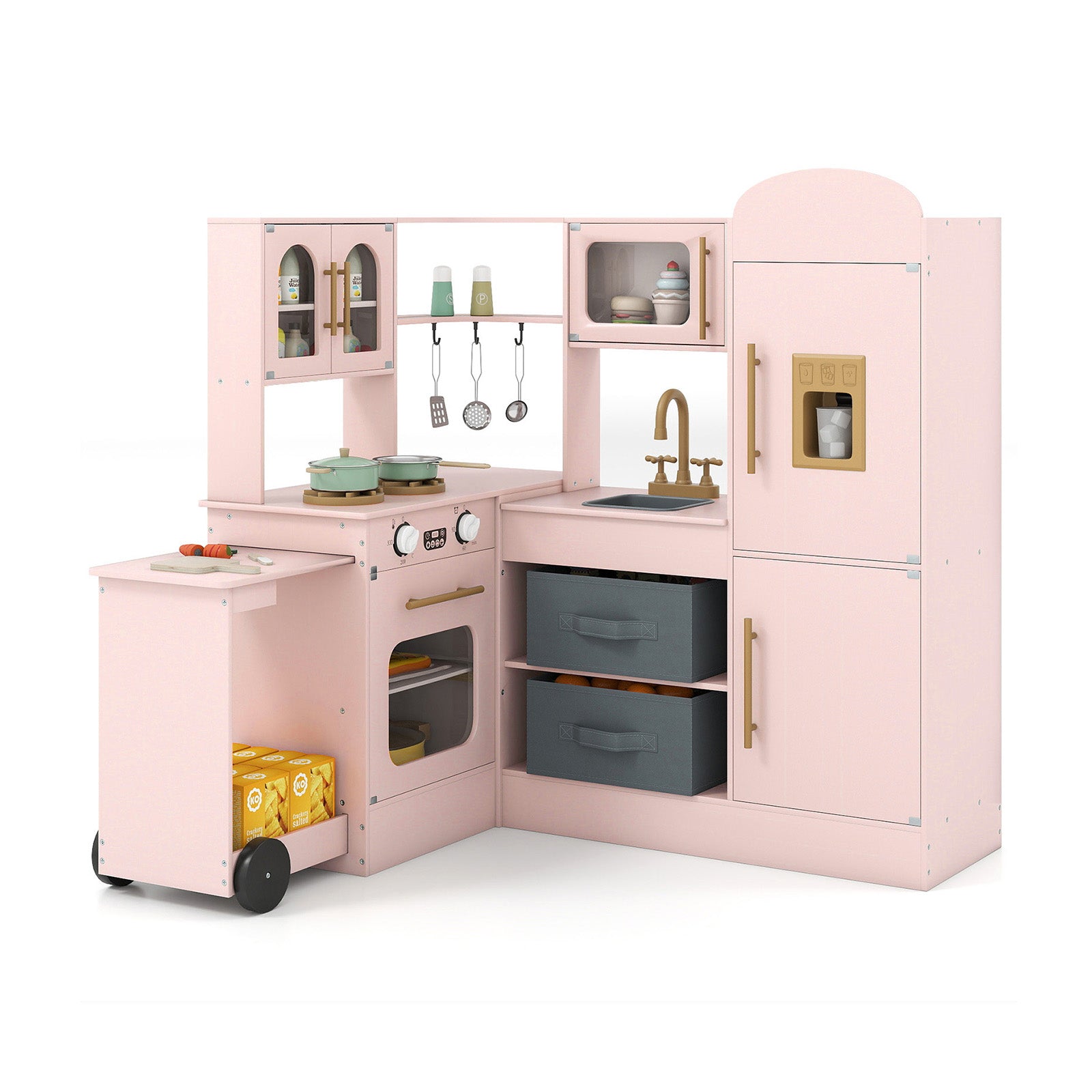Corner Kitchen with Lights and Sounds for Kids Ages 3+-Pink
