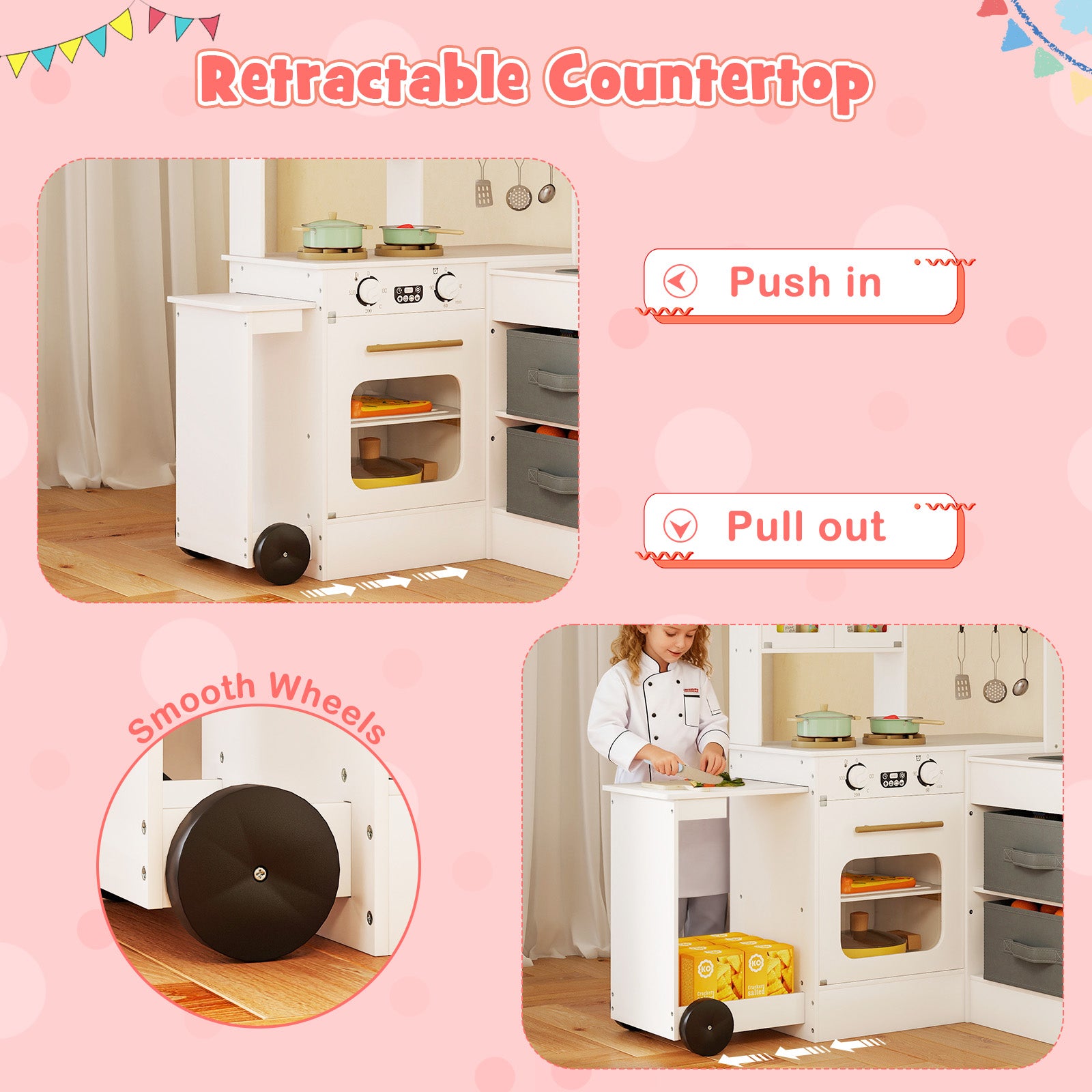 Corner Kitchen with Lights and Sounds for Kids Ages 3+-White