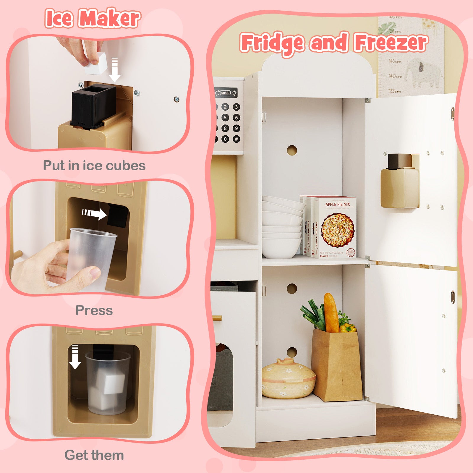 Corner Kitchen with Lights and Sounds for Kids Ages 3+-White