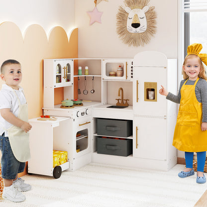 Corner Kitchen with Lights and Sounds for Kids Ages 3+-White
