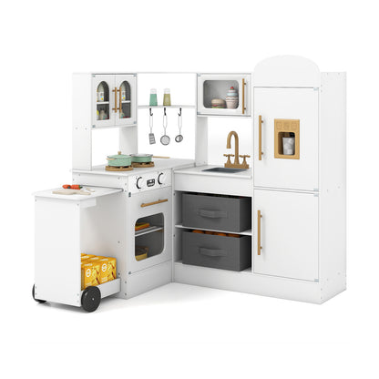 Corner Kitchen with Lights and Sounds for Kids Ages 3+-White