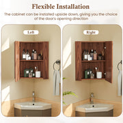 Corner Medicine Cabinet with Mirror with Open Mirror Door and Adjustable Shelf