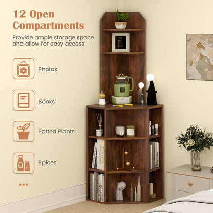6-Tier Corner Shelf with Charging Station and 2 USB Ports