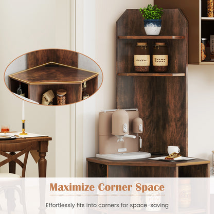 6-Tier Corner Shelf with Charging Station and 2 USB Ports