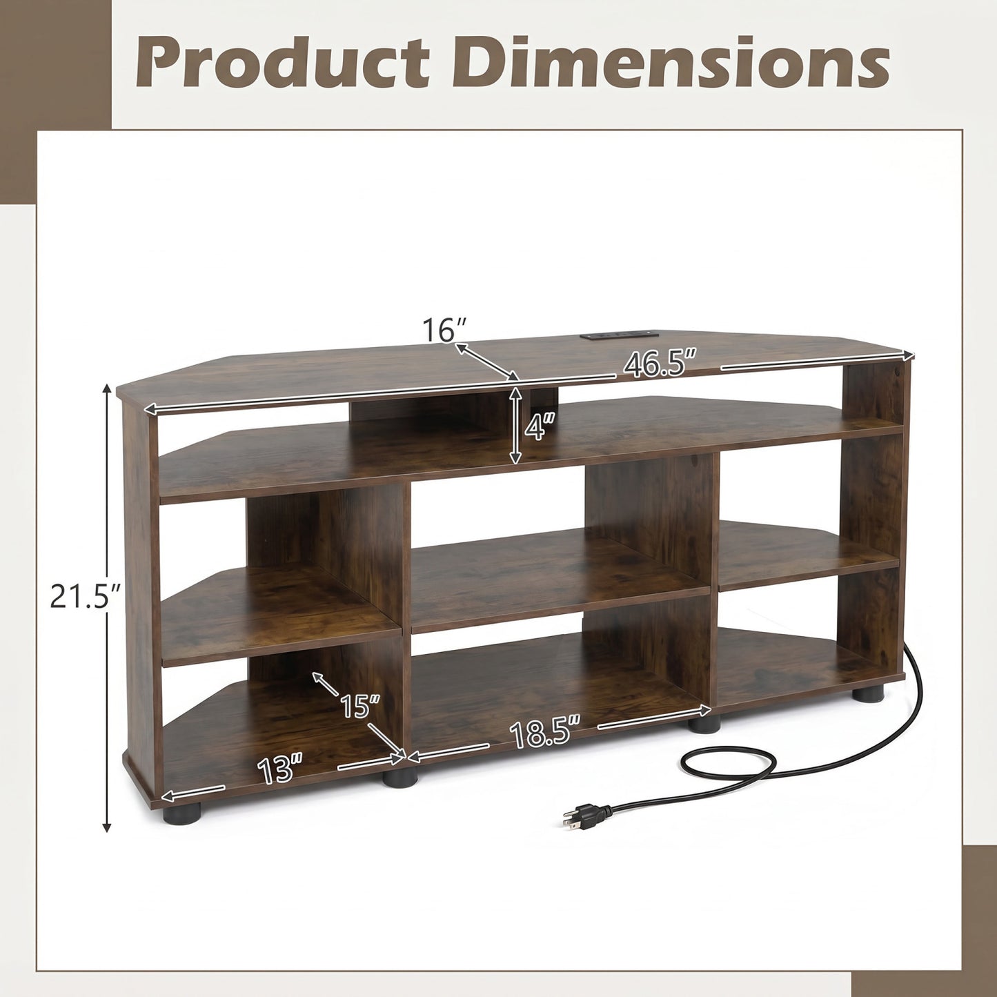 Corner TV Stand for TVs up to 55 Inch with Storage