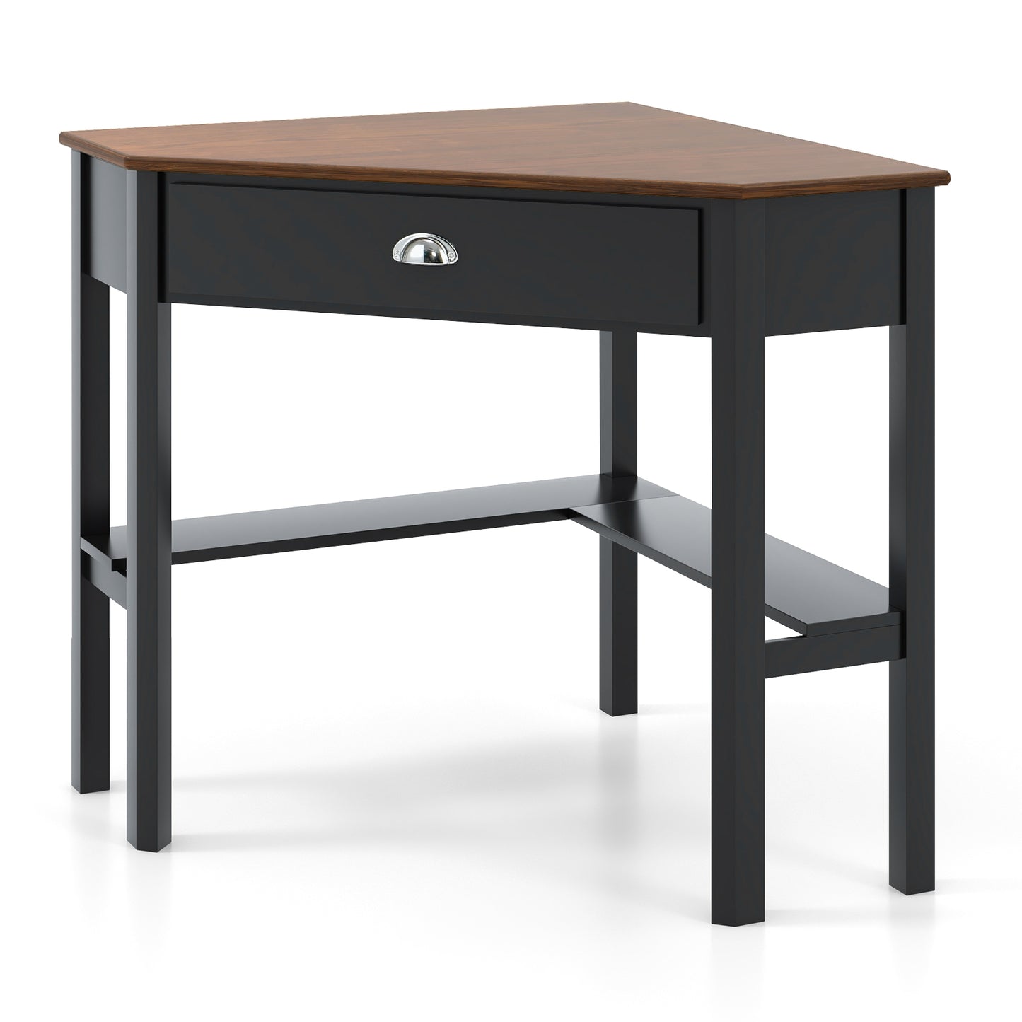 Corner Wooden Piece Laptop Computer Desk-Coffee - Coffee