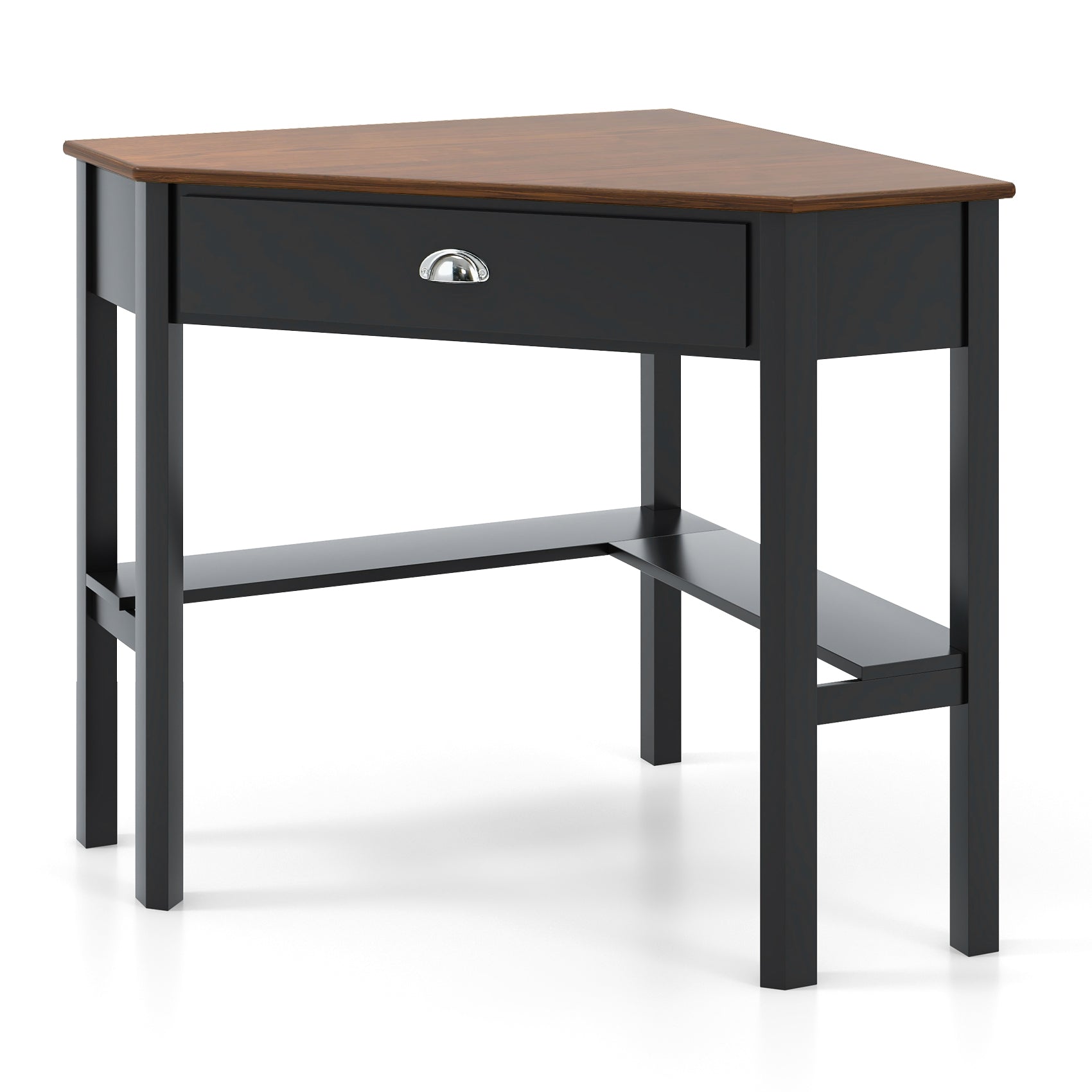 Corner Wooden Piece Laptop Computer Desk-Coffee - Coffee