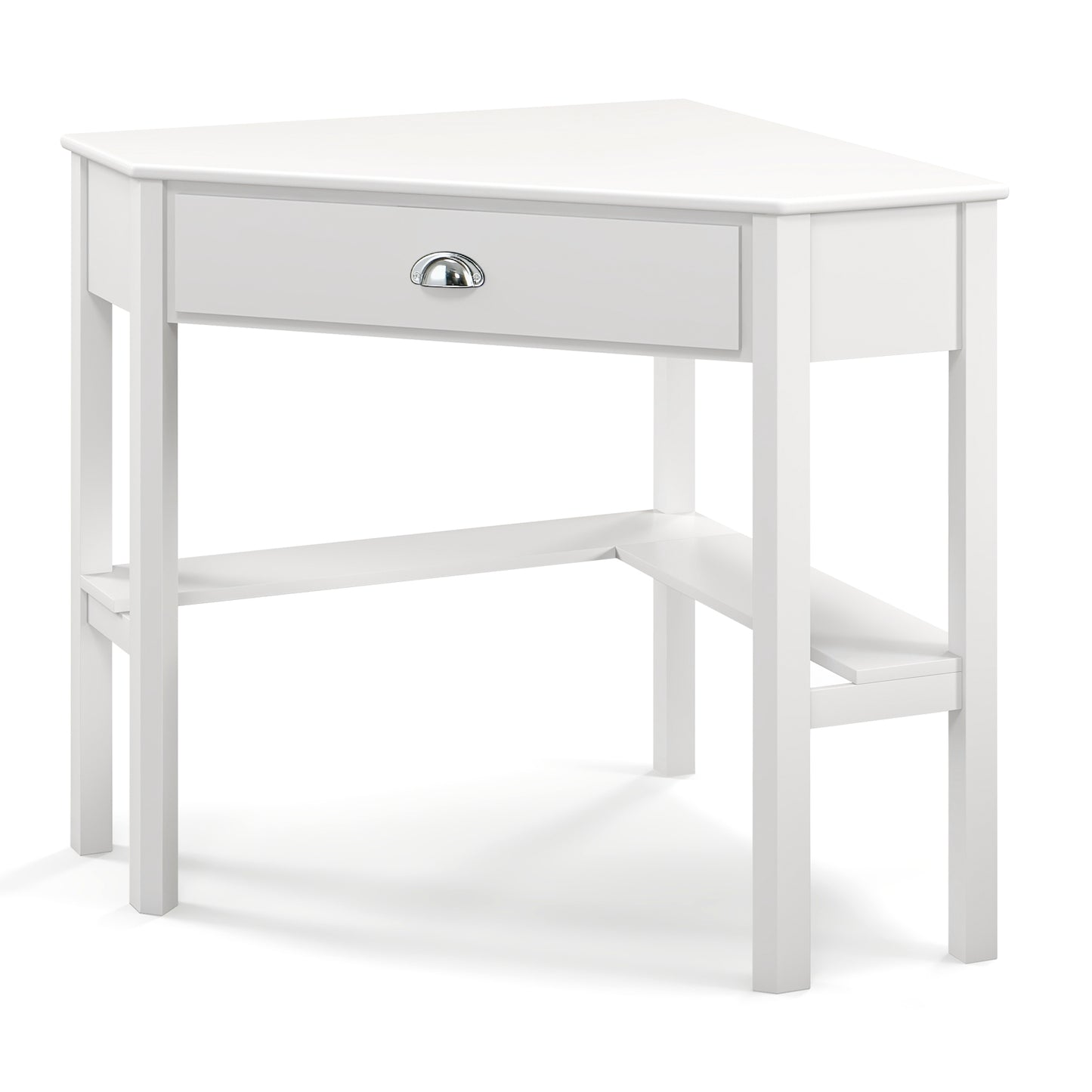 Corner Wooden Piece Laptop Computer Desk-Coffee - White