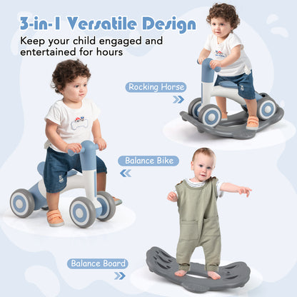 3 in 1 Rocking Horse with Detachable Balance Board and Seat