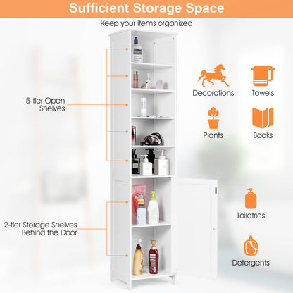 Costway 72 Inches Free Standing Tall Floor Bathroom Storage Cabinet
