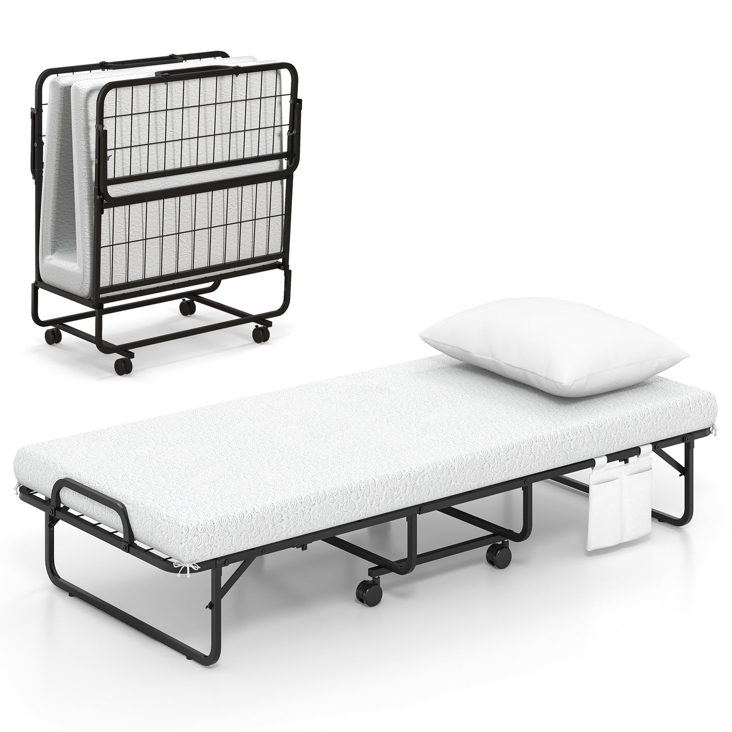 Cot Size Folding Bed with Memory Foam Mattress and Pillow - Default