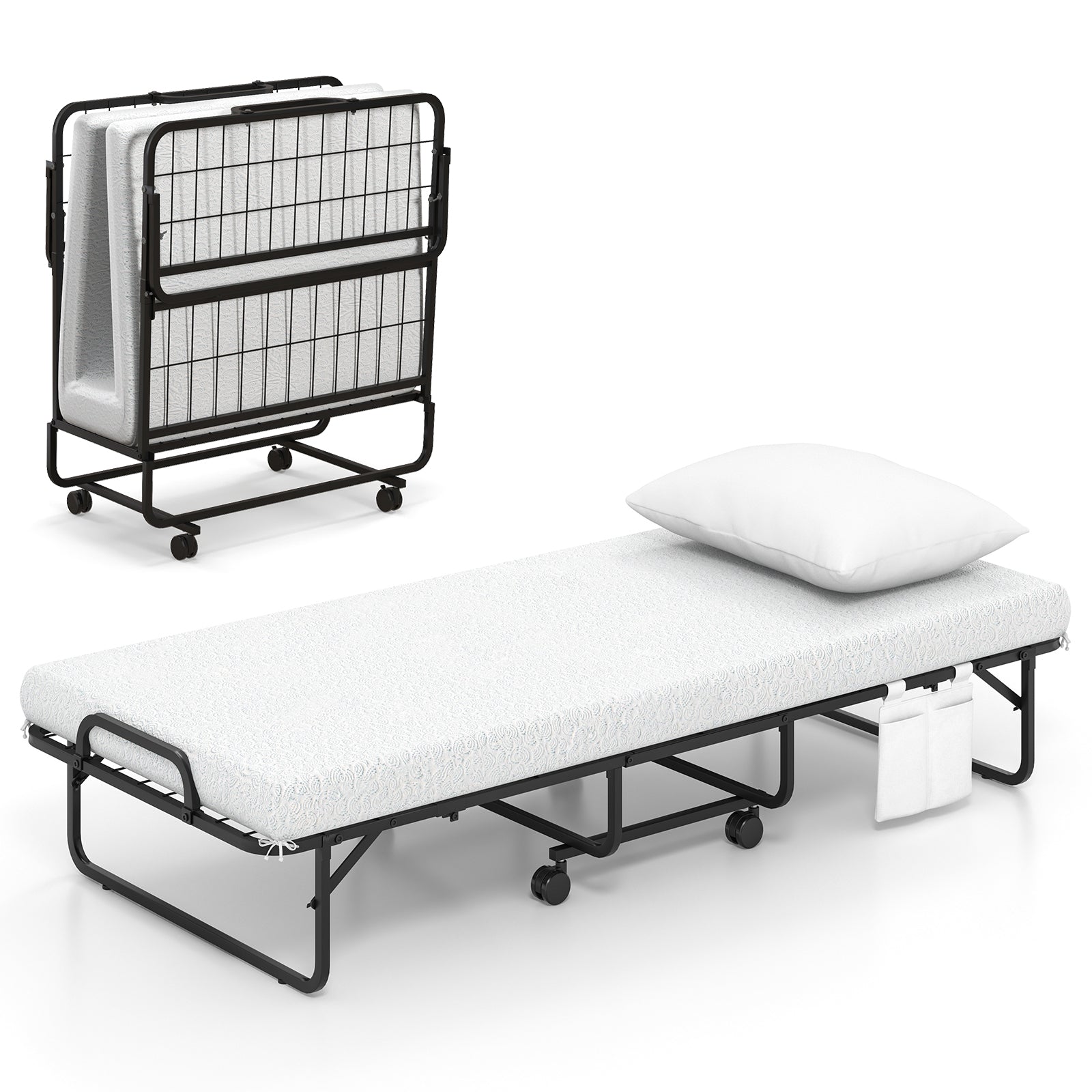 Cot Size Folding Bed with Memory Foam Mattress and Pillow - Default