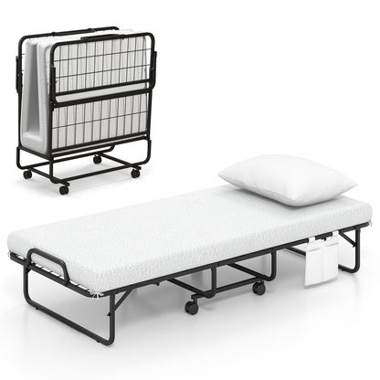 Cot Size Folding Bed with Memory Foam Mattress and Pillow - Default