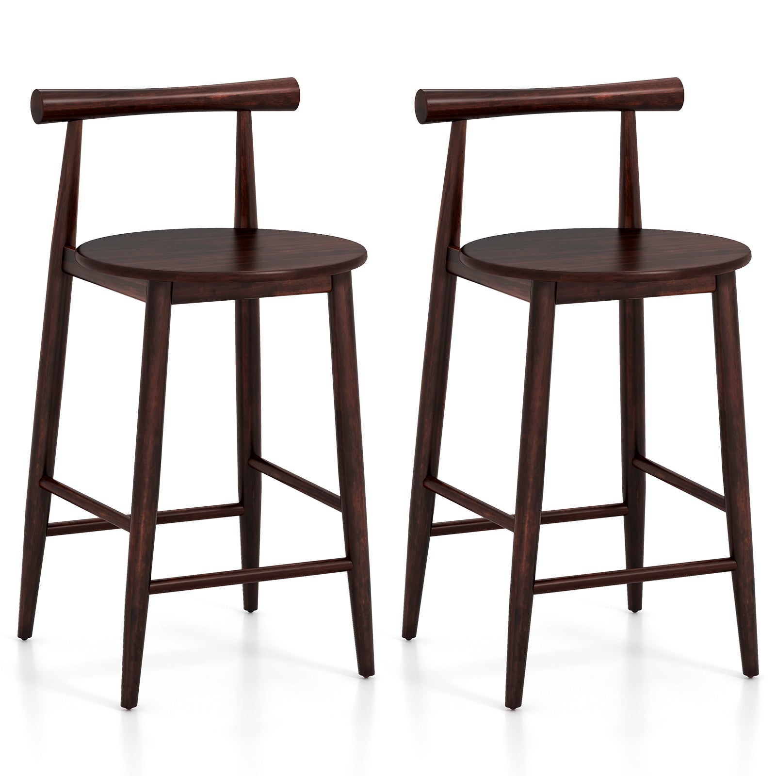 Counter Height Bar Chair Set with Acacia Wood Frame and Supporting Legs-Brown - Brown