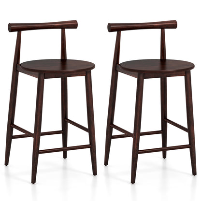 Counter Height Bar Chair Set with Acacia Wood Frame and Supporting Legs-Brown - Brown