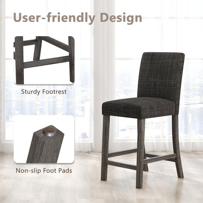 Counter Height Bar Stools Set of 2 with Back and Footrest-Gray