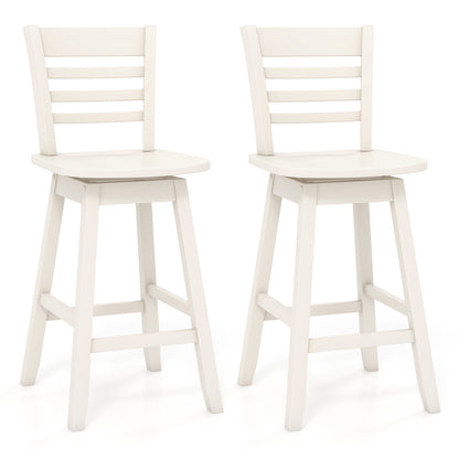Counter Height Barstools Set of 2 with Footrest for Kitchen Island Bar-Cream White - Cream White